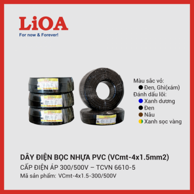 Dây điện mềm LiOA 4 lõi 4x1.5mm2