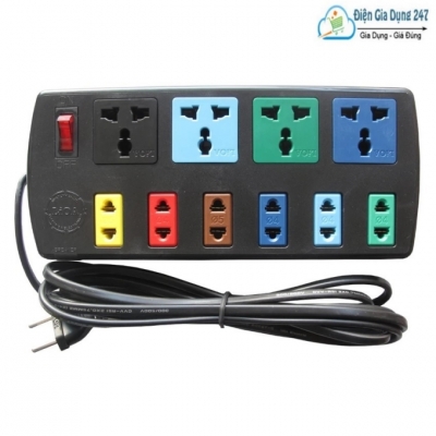 Ổ cắm kéo dài đa năng kết hợp 10 ổ LiOA 4D6S32 3m x 2 (Đen)