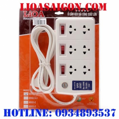 Ổ cắm kéo dài công suất lớn LiOA 6SS2.5-3 dây 2.5m