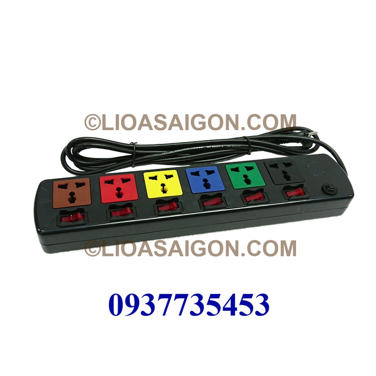Ổ cắm điện LiOA 6 lỗ 3 chấu 6 công tắt 6DOF33N