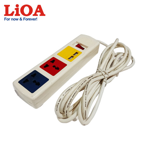 Ổ cắm kéo dài đa năng có cổng sạc USB 5V-1A 3 ổ LiOA màu trắng - 3D32WNUSB
